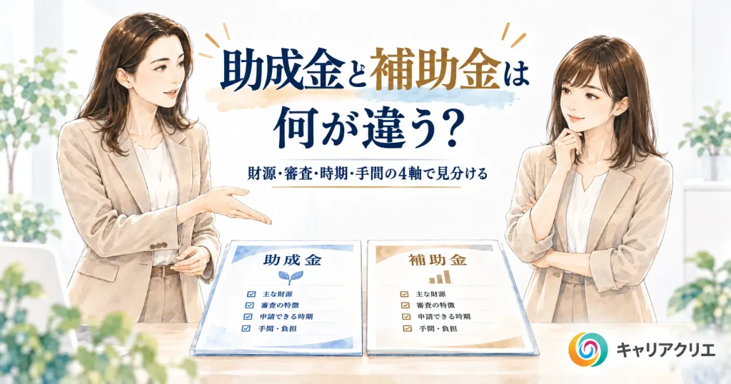助成金と補助金は何が違う？中小企業のための使い分け早見表